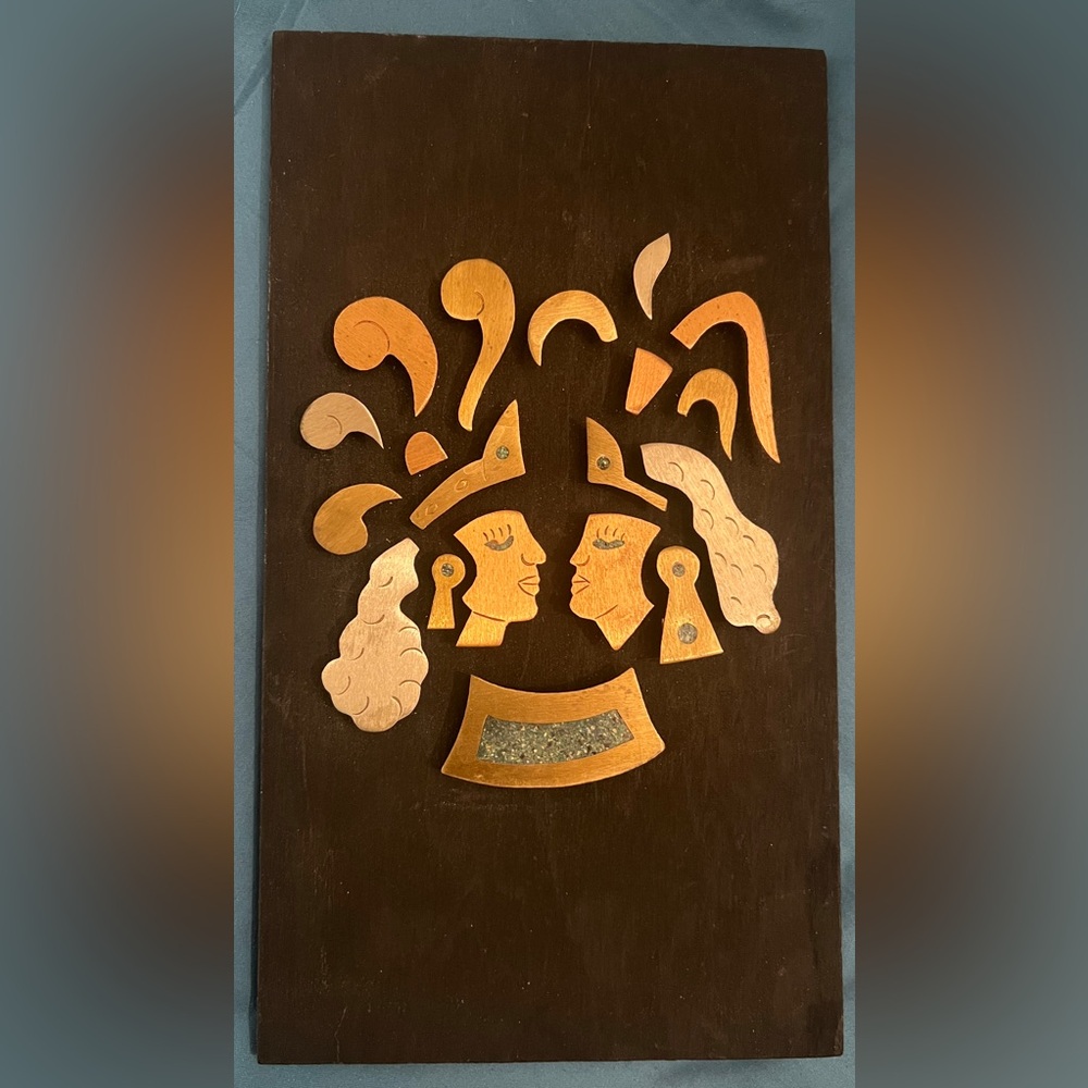Vintage Mexico Maya Aztec Los Castillos Style 'Divorced Metals'
Wall Sculpture